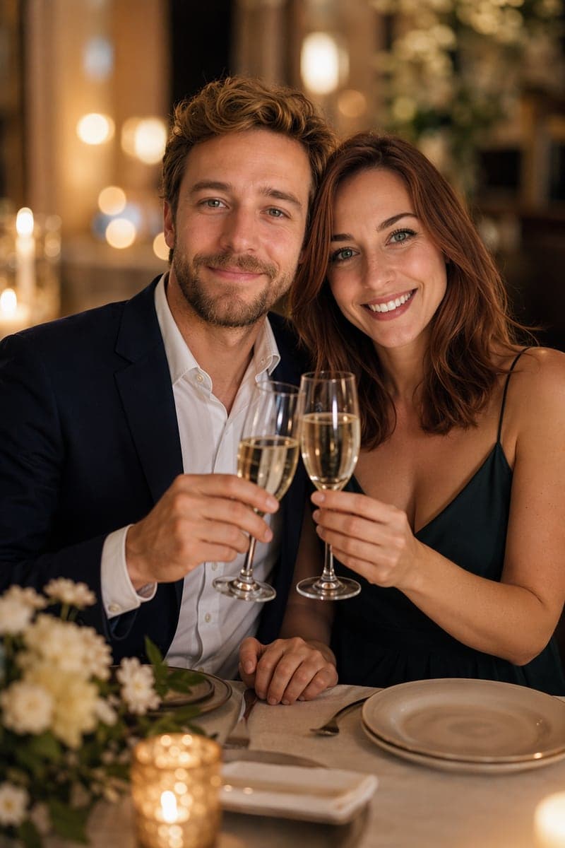 AI couple photo example — Anniversaire scene, same couple test
