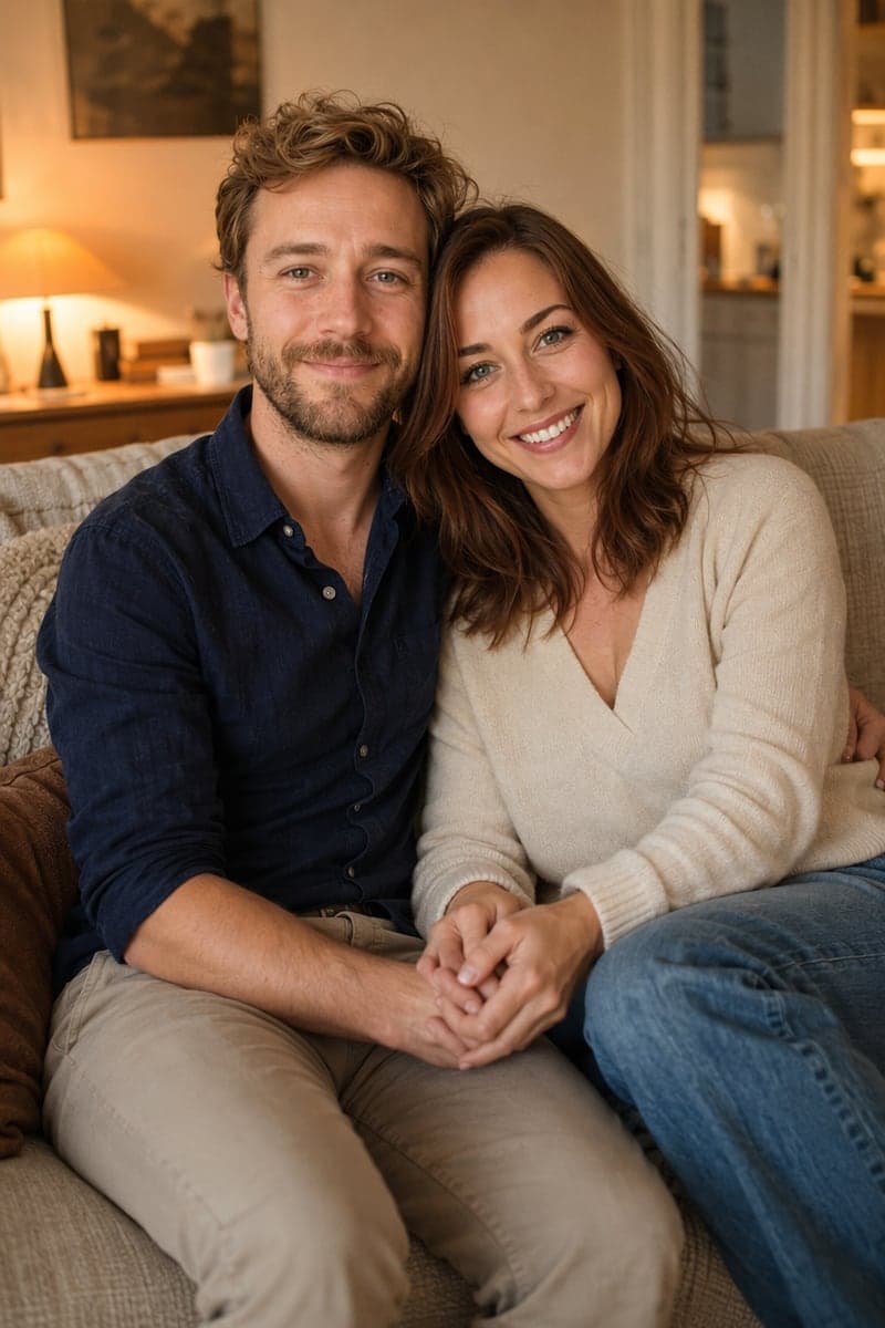 AI couple photo example — du Foyer scene, same couple test