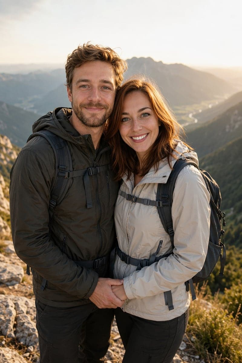 AI couple photo example — Nature scene, same couple test