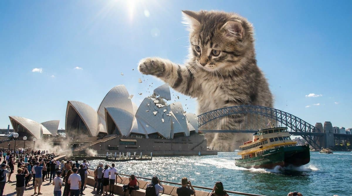 Kaiju-kitten vernietigt Sydney Waterfront