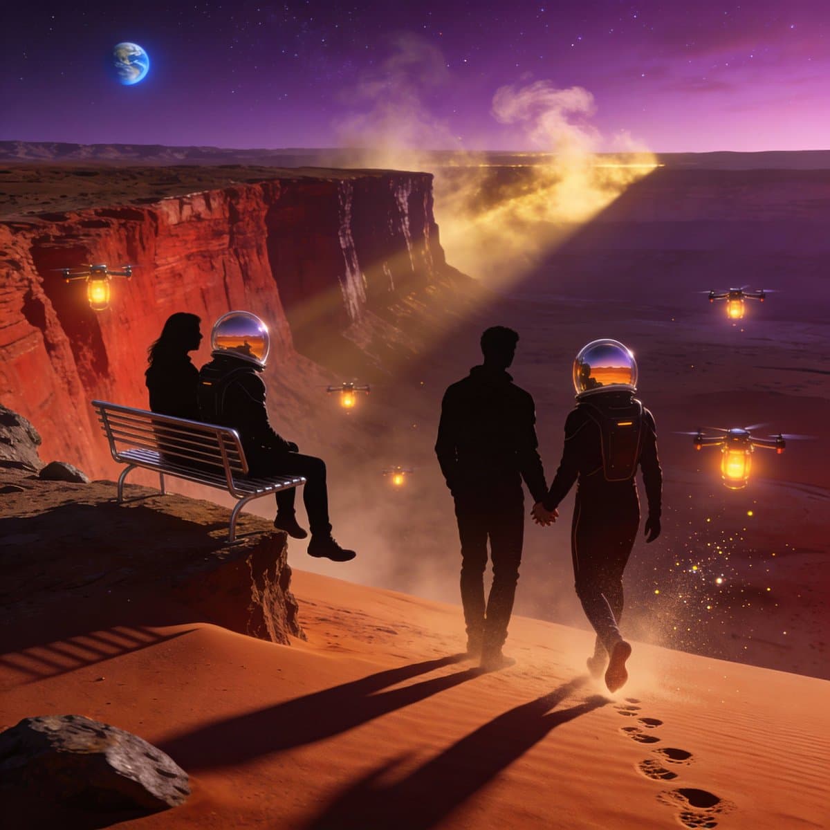 Ultra-Real 16K Cinematic Scene of Romantic Date on Mars